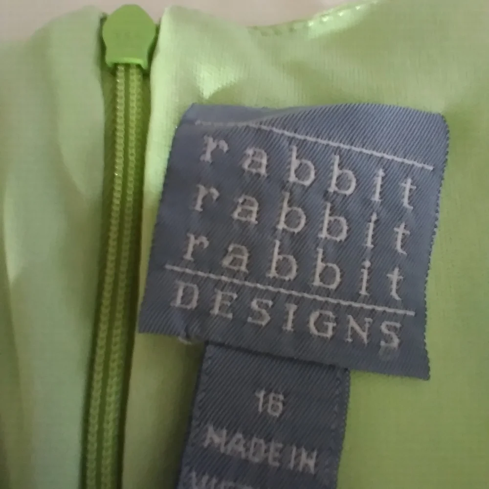 Rabbit Rabbit Rabbit Lime Green Sleeveless Dress Pleated Size 16 - Picture 7 of 7